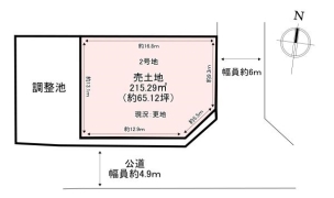 土地面積約65.12坪 生駒郡斑鳩町法隆寺北2丁目 売土地 2号地 間取り