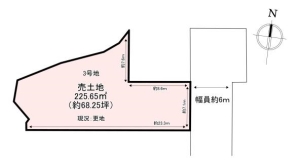 土地面積約68.25坪 生駒郡斑鳩町法隆寺北2丁目 売土地 3号地 間取り