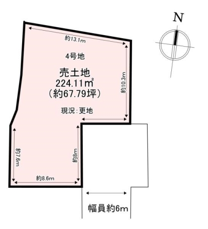 土地面積約67.79坪 生駒郡斑鳩町法隆寺北2丁目 売土地 4号地 間取り