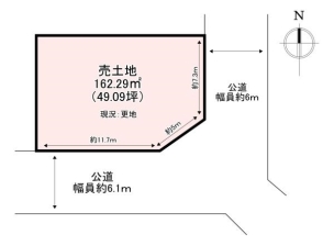 建築条件なし、お好きなハウスメーカー・工務店にて建築可能 生駒郡斑鳩町目安北1丁目 売土地 間取り